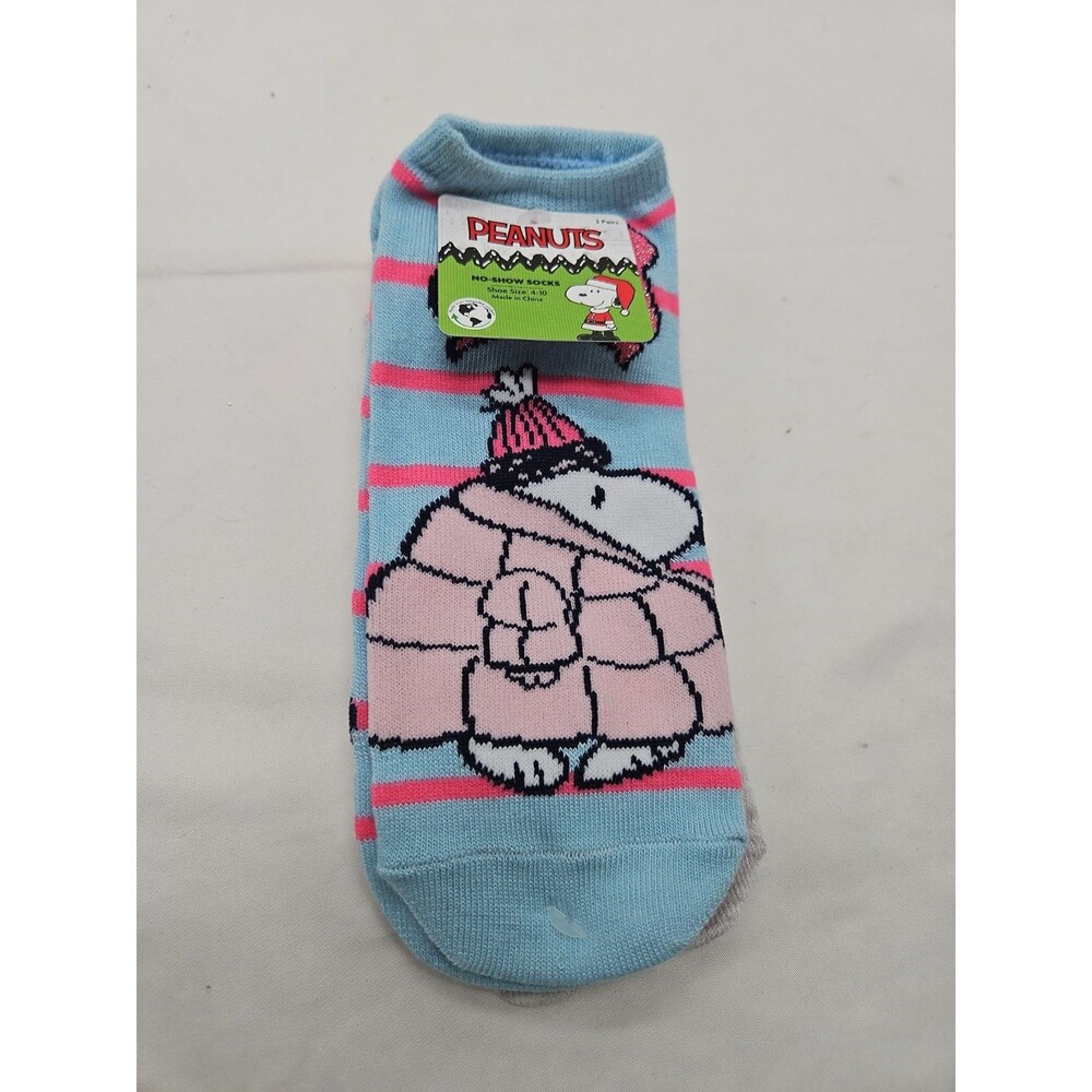 Peanuts Snoopy Christmas Women's Girl's 3 pair No Show Socks New Shoe Size 4-10